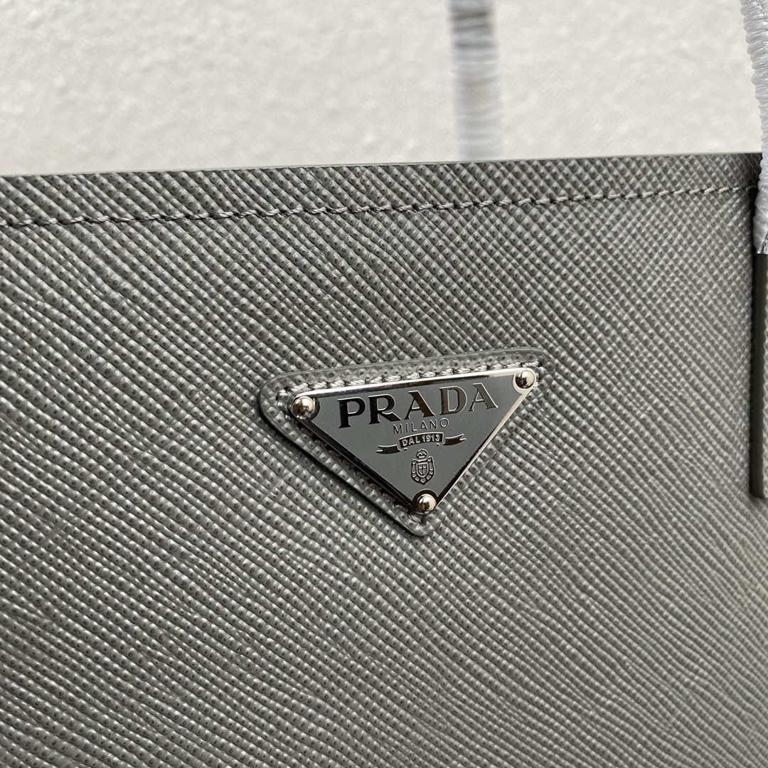 Prada Saffiano Leather 1BG342 Tote Gray