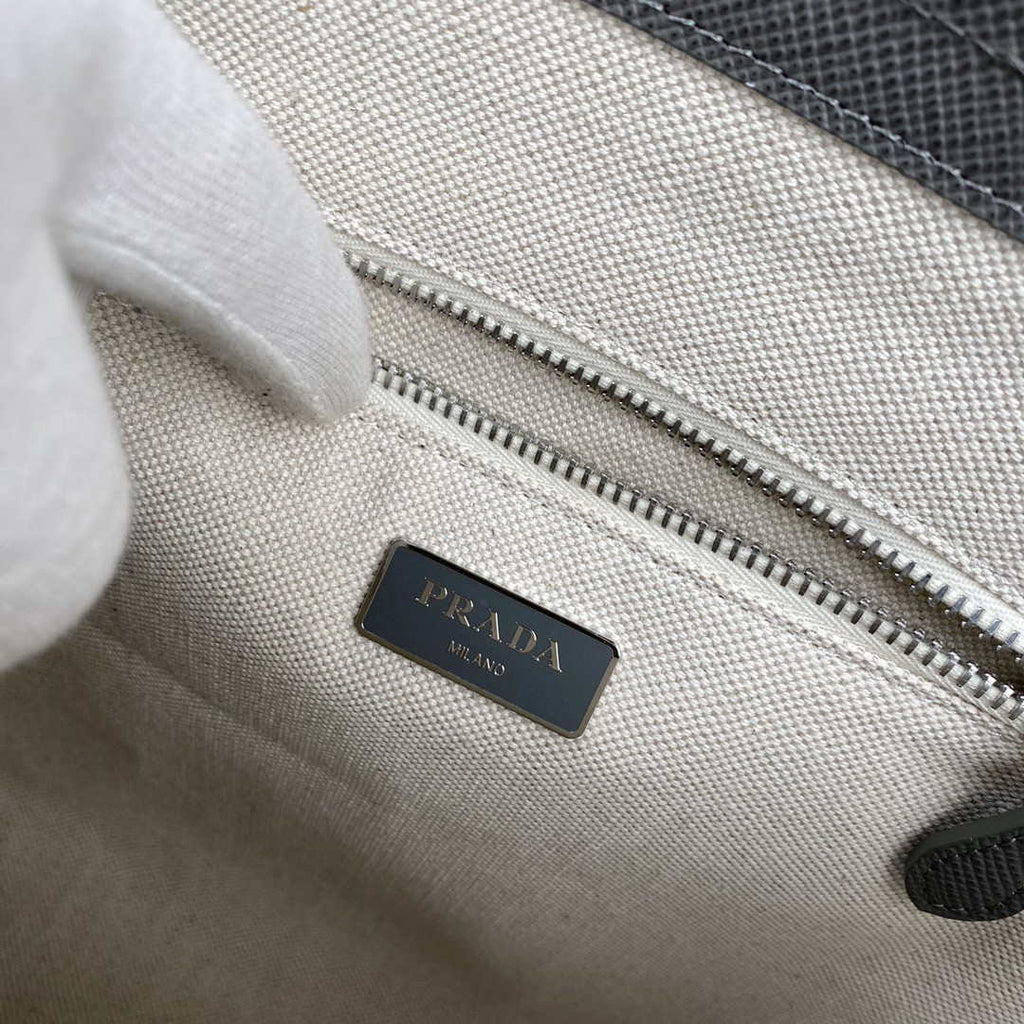 Prada Saffiano Leather 1BG342 Tote Gray
