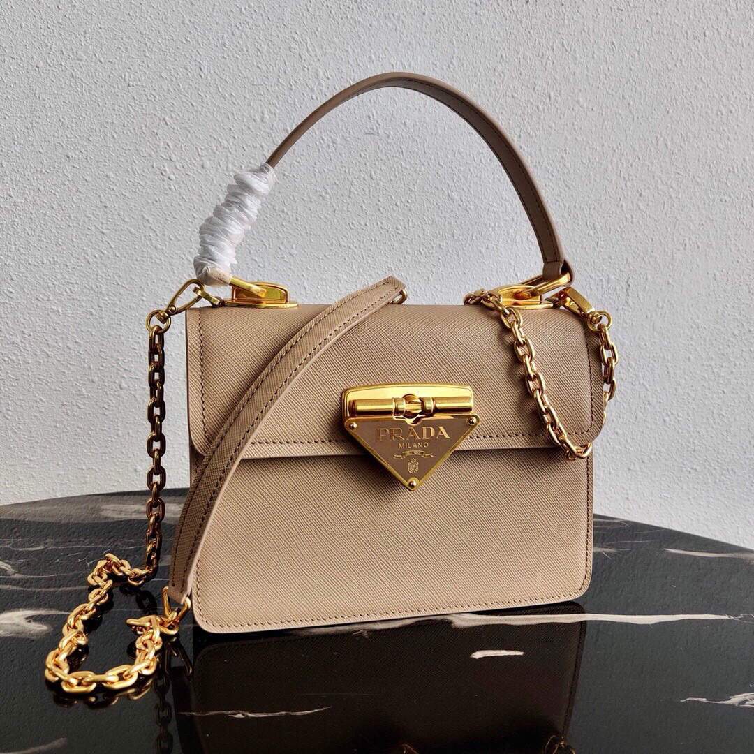 Prada Saffiano Leather Symbole Bag 1BN021 Apricot