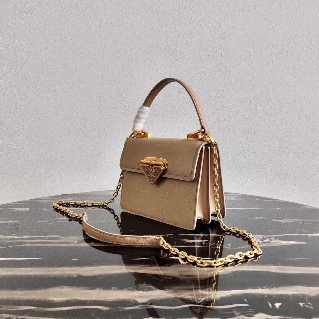 Prada Saffiano Leather Symbole Bag 1BN021 Apricot