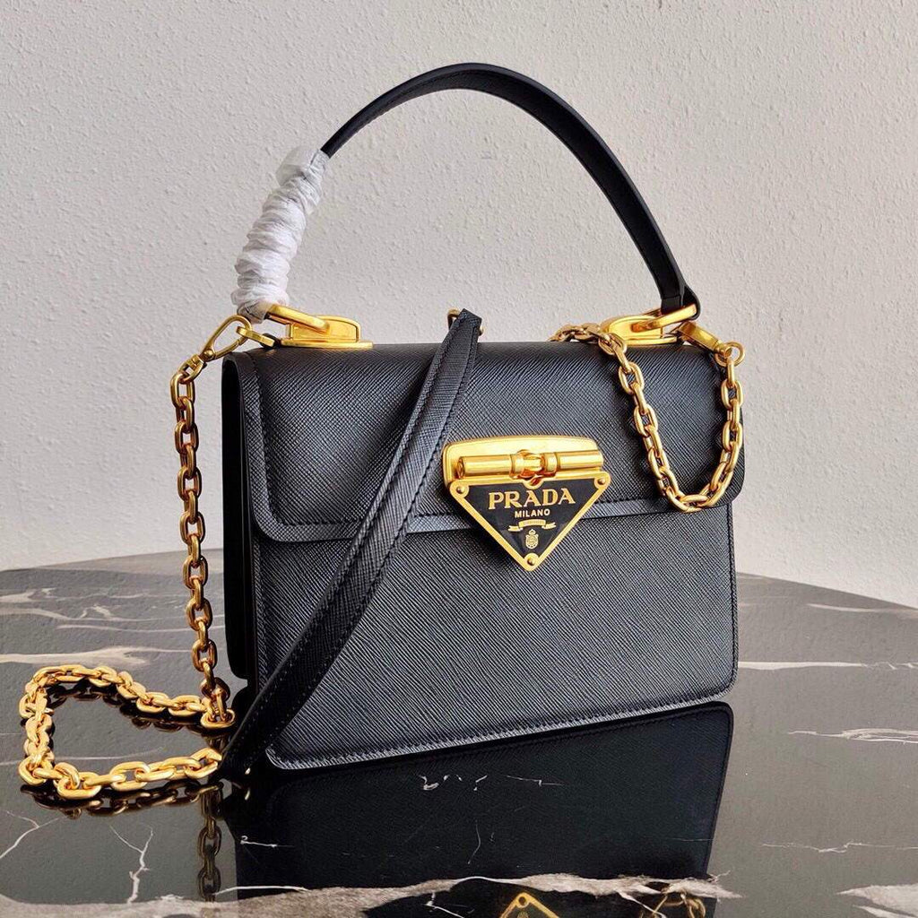 Prada Saffiano Leather Symbole Bag 1BN021 Black