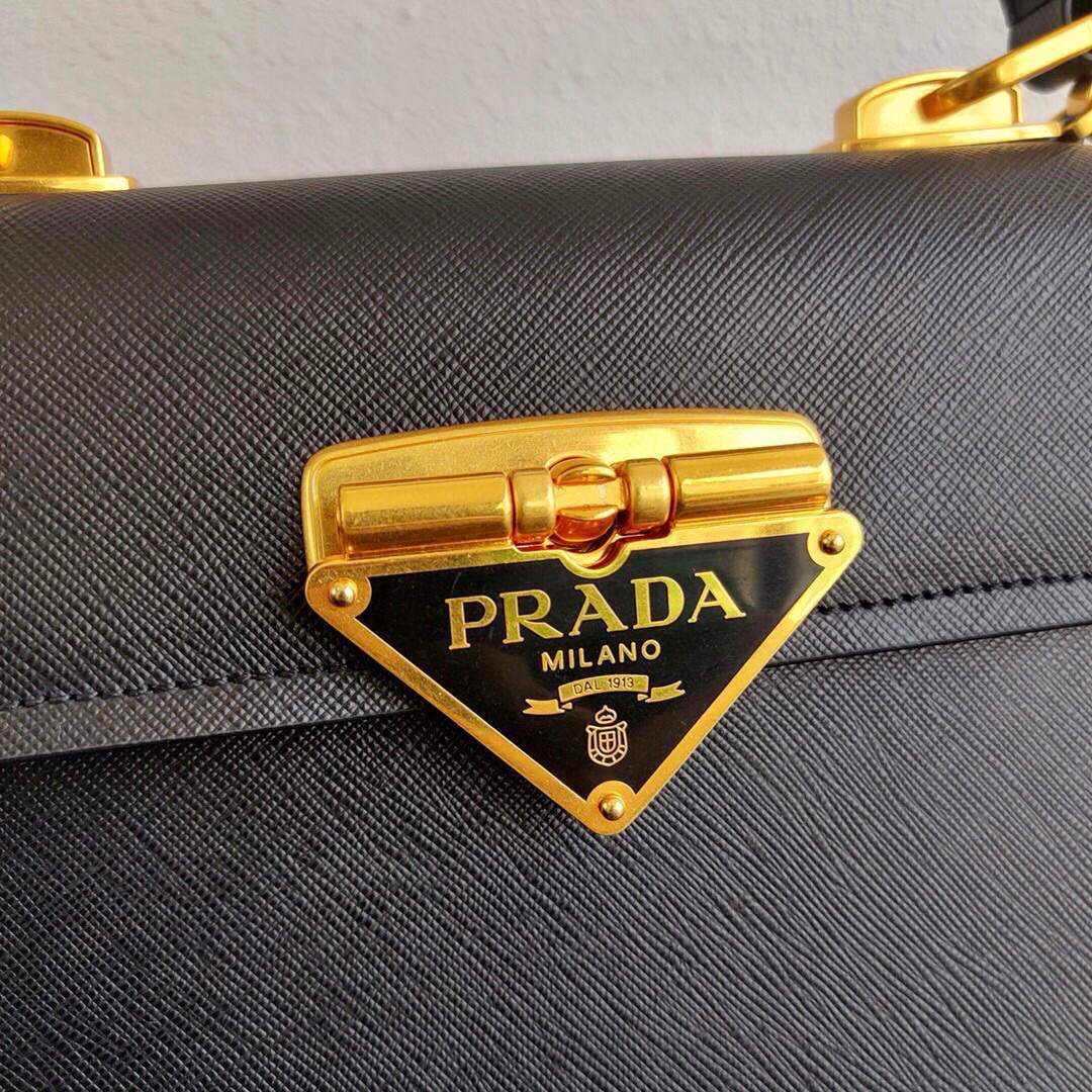 Prada Saffiano Leather Symbole Bag 1BN021 Black