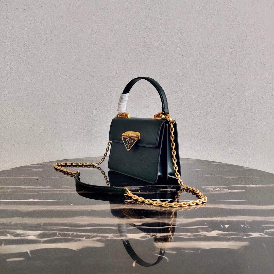 Prada Saffiano Leather Symbole Bag 1BN021 Dark Green