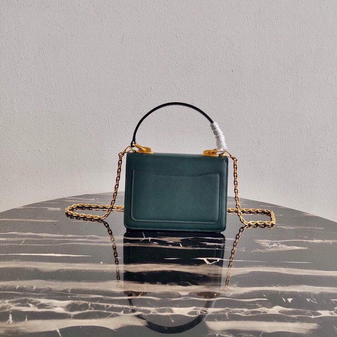 Prada Saffiano Leather Symbole Bag 1BN021 Dark Green