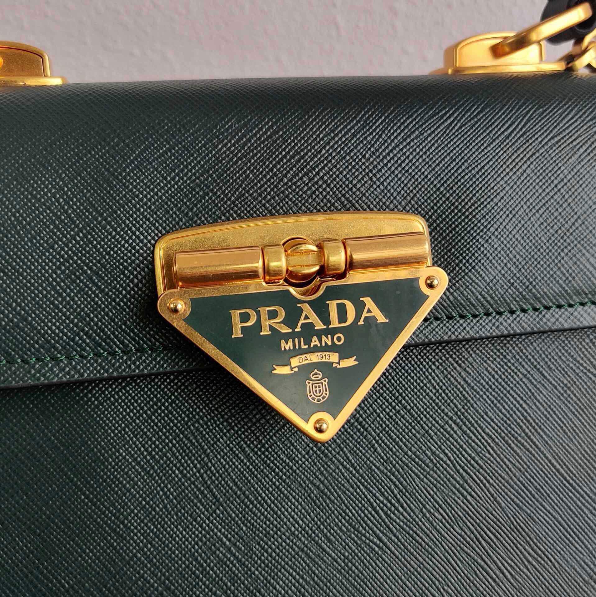 Prada Saffiano Leather Symbole Bag 1BN021 Dark Green