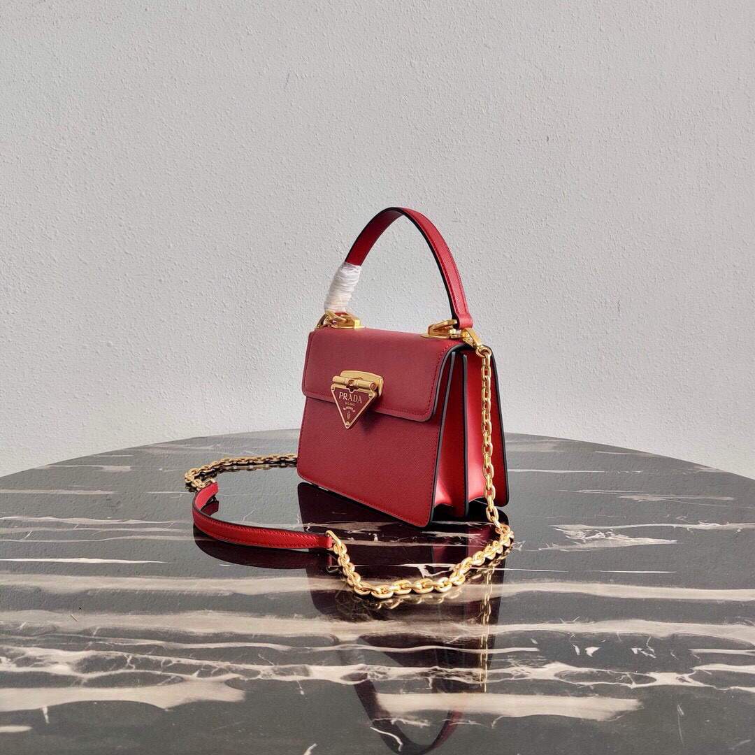 Prada Saffiano Leather Symbole Bag 1BN021 Red