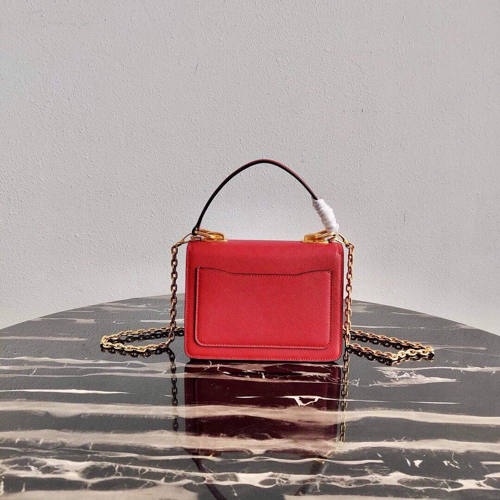 Prada Saffiano Leather Symbole Bag 1BN021 Red