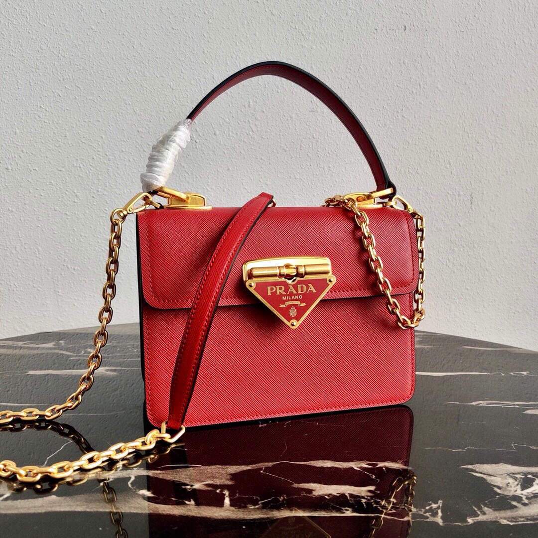 Prada Saffiano Leather Symbole Bag 1BN021 Red