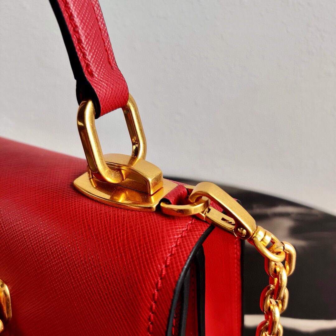 Prada Saffiano Leather Symbole Bag 1BN021 Red