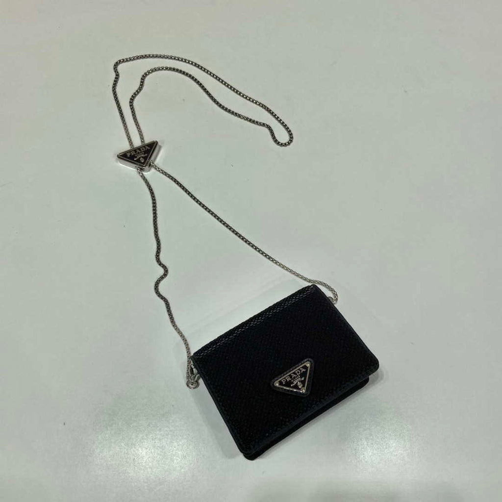 Prada sequins-studded card holder with shoulder strap 1MR024 Black