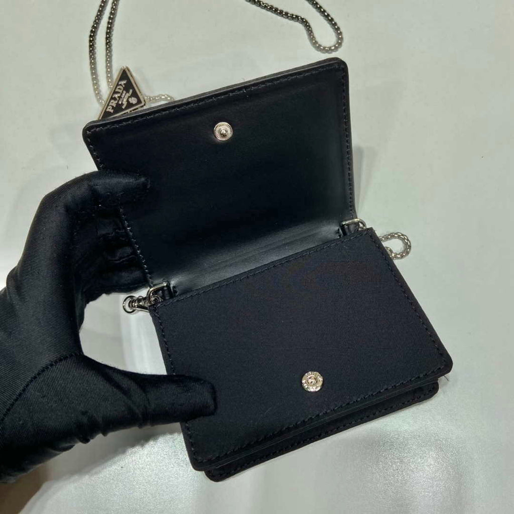 Prada sequins-studded card holder with shoulder strap 1MR024 Black