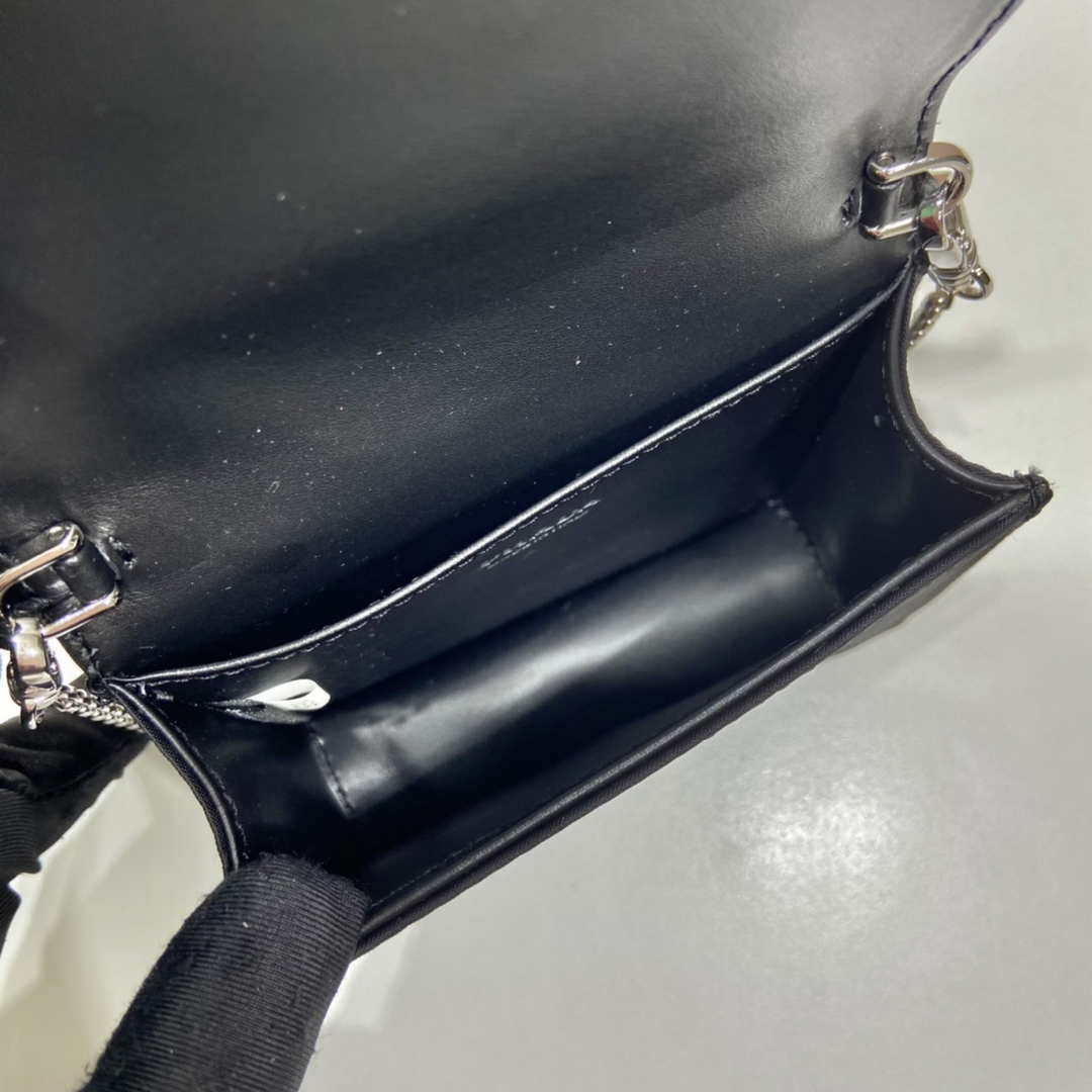 Prada sequins-studded card holder with shoulder strap 1MR024 Black