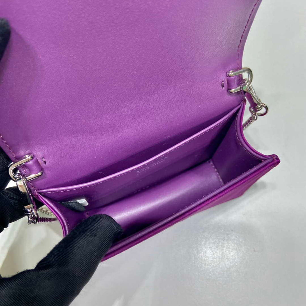 Prada sequins-studded card holder with shoulder strap 1MR024 Purple