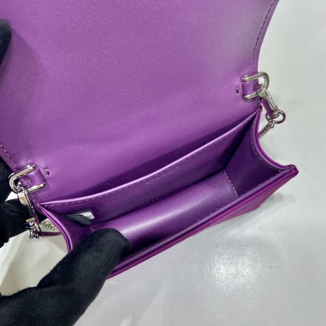 Prada sequins-studded card holder with shoulder strap 1MR024 Purple