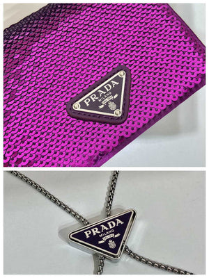 Prada sequins-studded card holder with shoulder strap 1MR024 Purple - Default Title - View 9