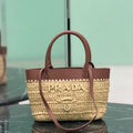 Prada Mini crochet and leather tote bag 1BG501 Brown - Default Title - View 1