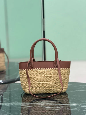 Prada Mini crochet and leather tote bag 1BG501 Brown - Default Title - View 4