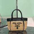 Prada Mini crochet and leather tote bag 1BG501 Black - Default Title - View 1