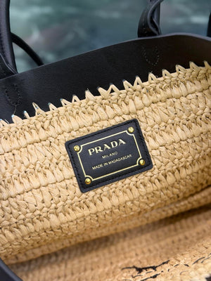 Prada Mini crochet and leather tote bag 1BG501 Black - Default Title - View 9