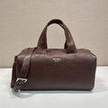 Prada Small Lambskin leather duffle bag 2VC046 Dark Brown