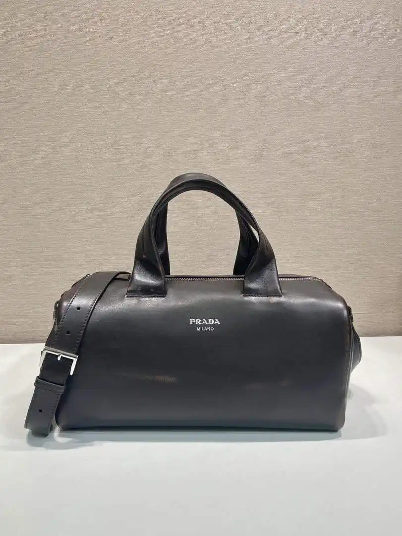 Prada Small nappa leather duffle bag 2VC046 Dark Brown
