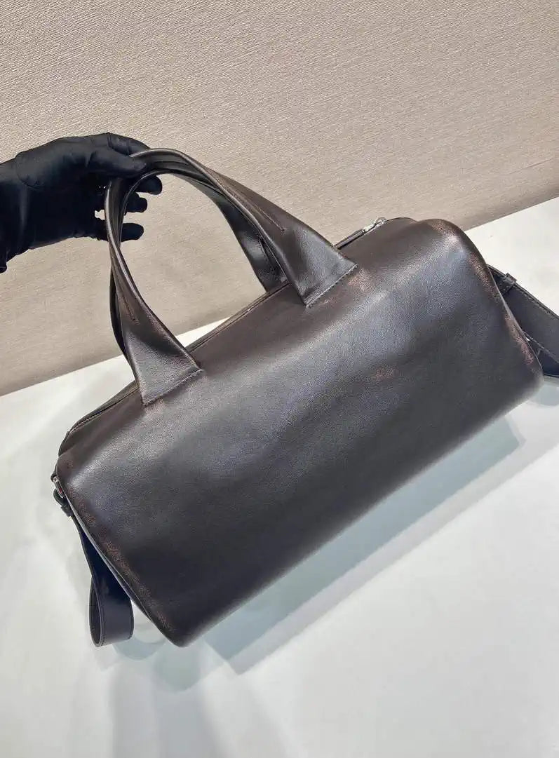 Prada Small nappa leather duffle bag 2VC046 Dark Brown