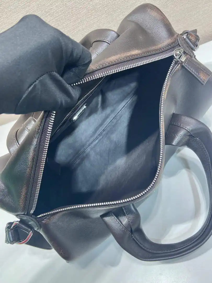 Prada Small nappa leather duffle bag 2VC046 Dark Brown