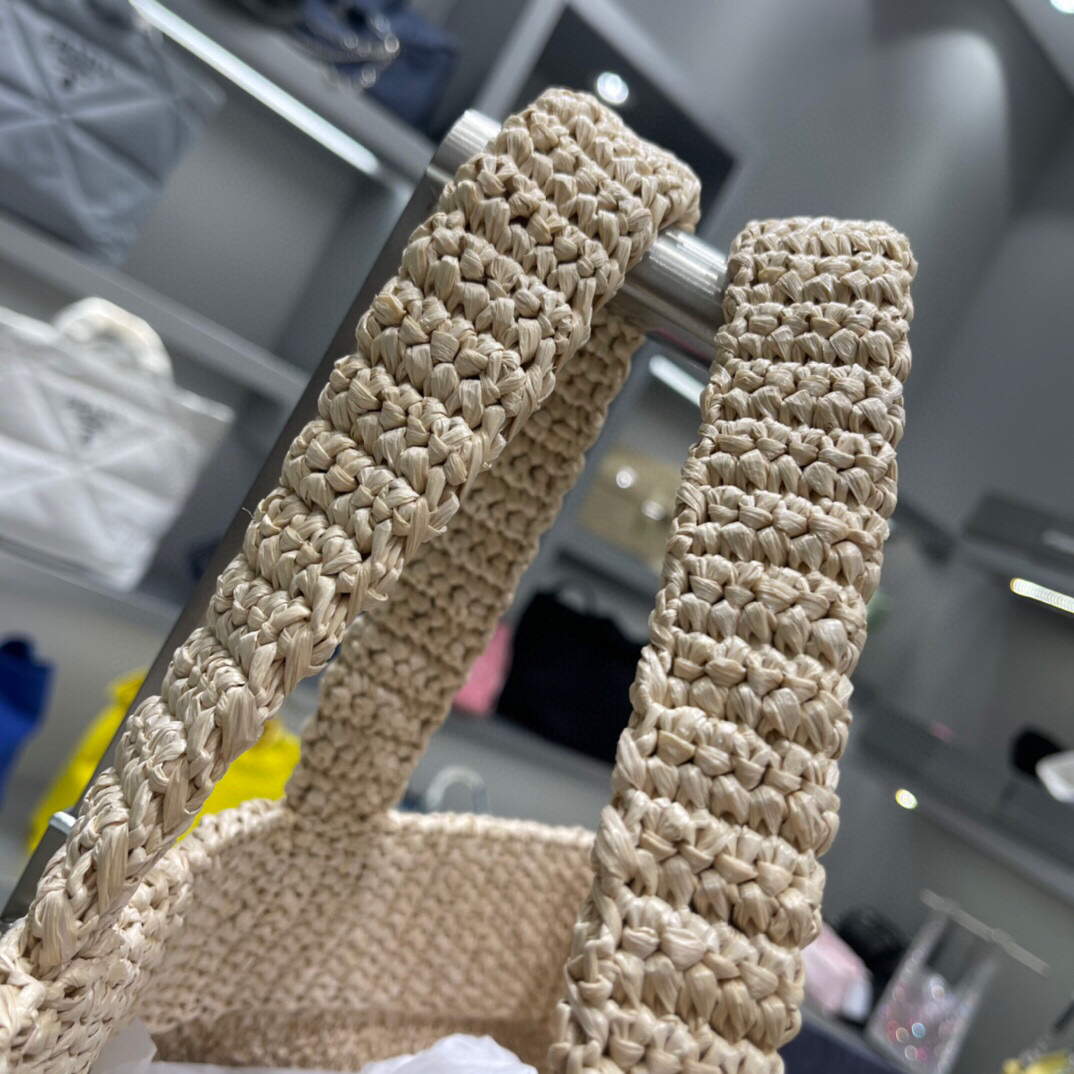 Prada Small Raffia tote bag 1BG422 Apricot