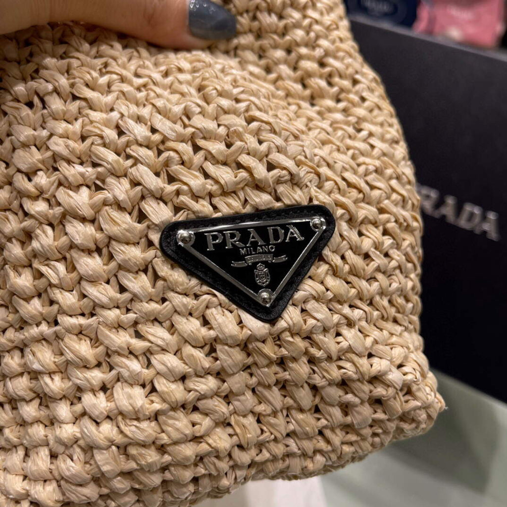 Prada Small Raffia tote bag 1BG422 Apricot