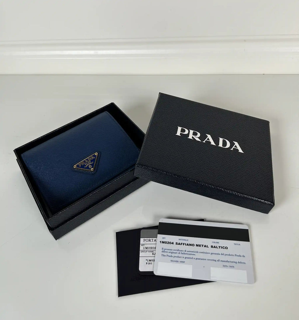 Prada Small Saffiano Leather Wallet 1MV204 Blue