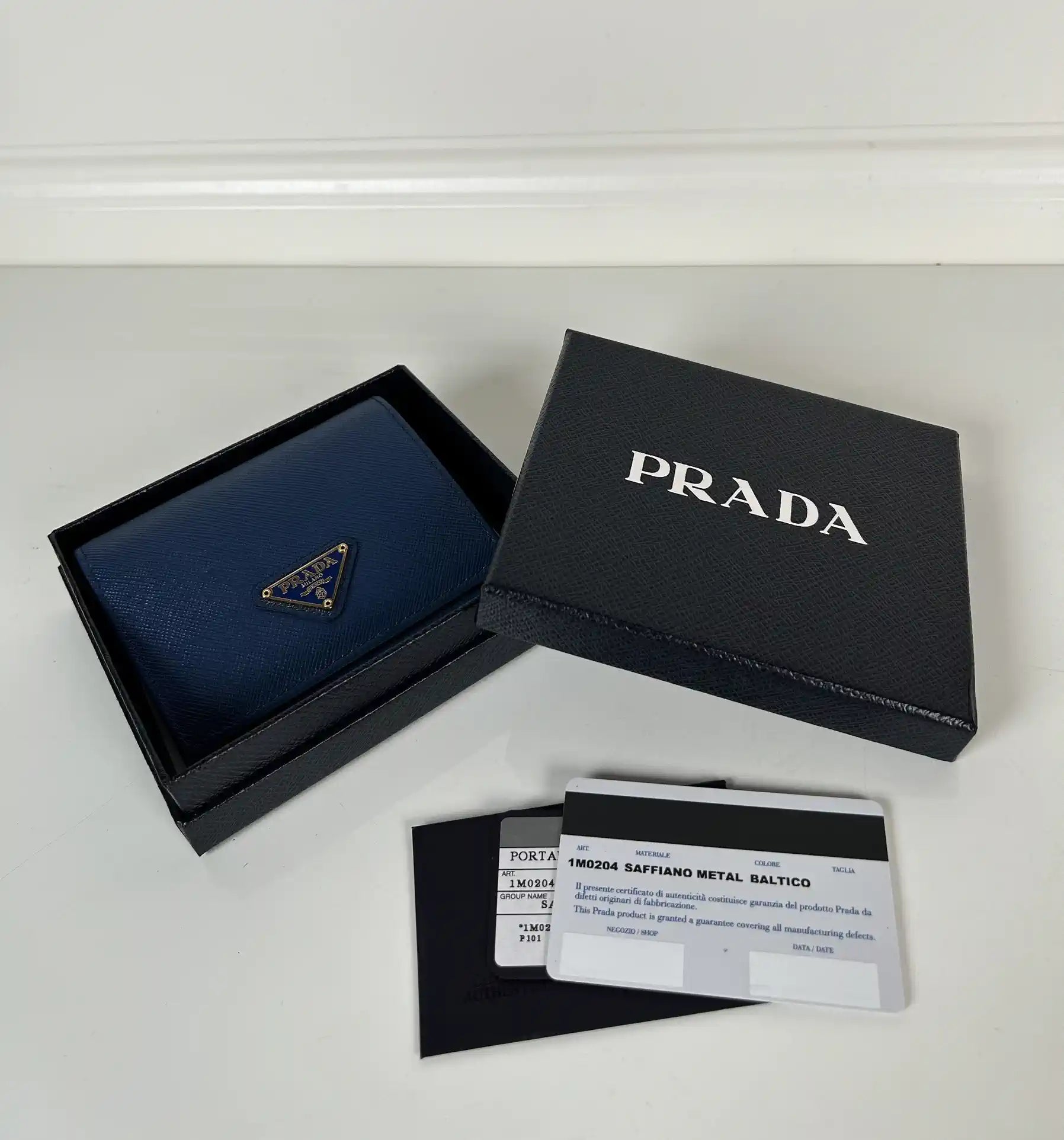 Prada Small Saffiano Leather Wallet 1MV204 Blue