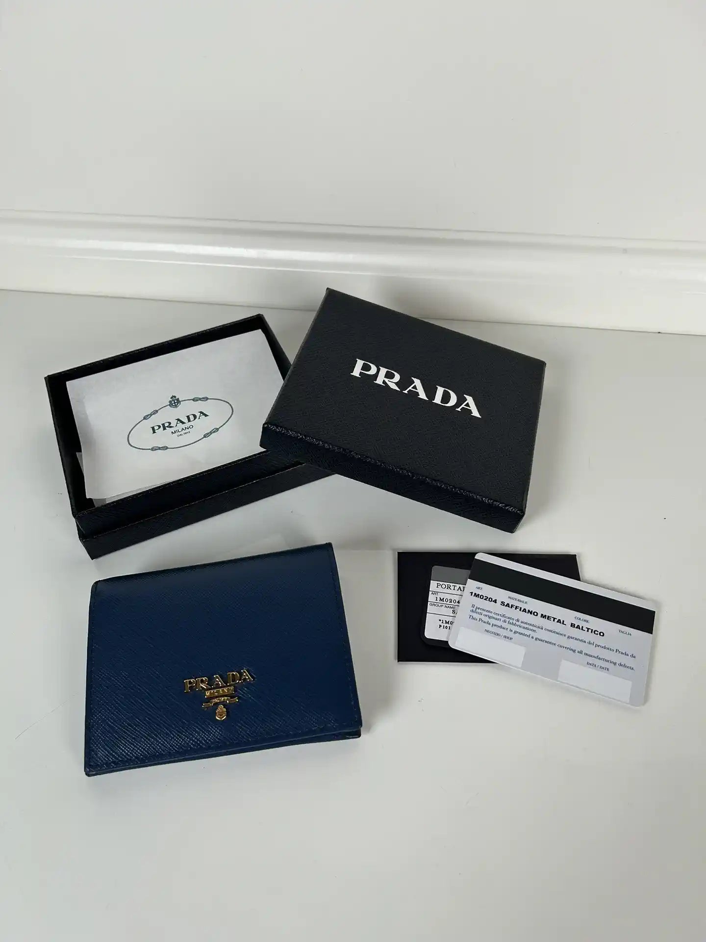 Prada Small Saffiano Leather Wallet 1MV204 Blue