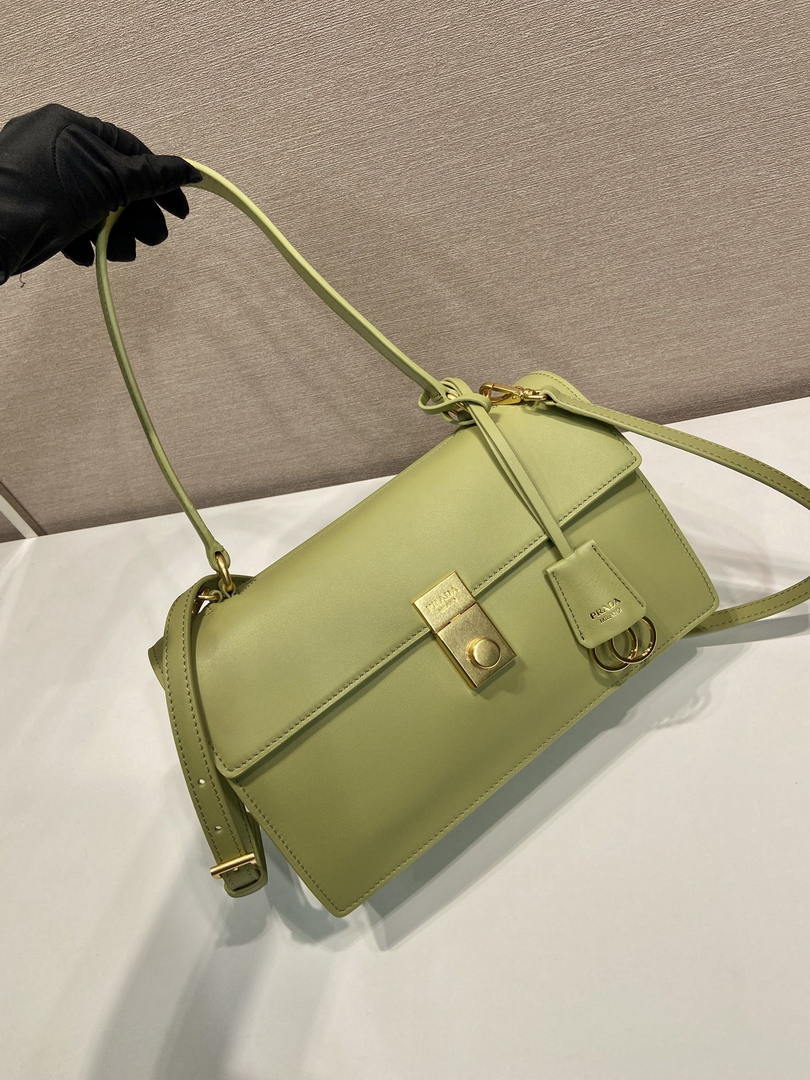 Prada Soft Sound medium leather shoulder bag 1BN023 Pistachio Green