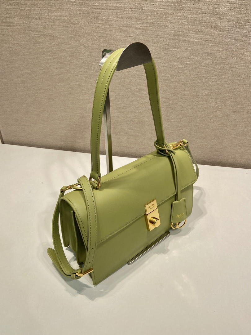 Prada Soft Sound medium leather shoulder bag 1BN023 Pistachio Green