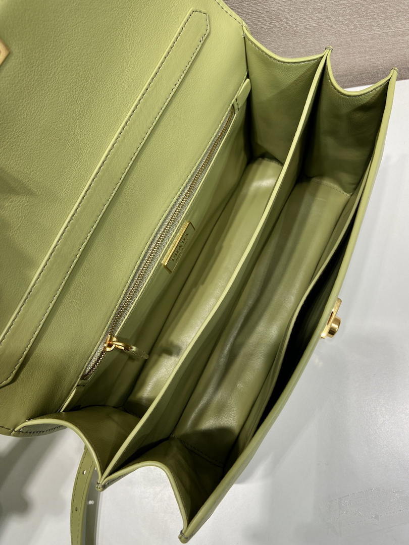 Prada Soft Sound medium leather shoulder bag 1BN023 Pistachio Green