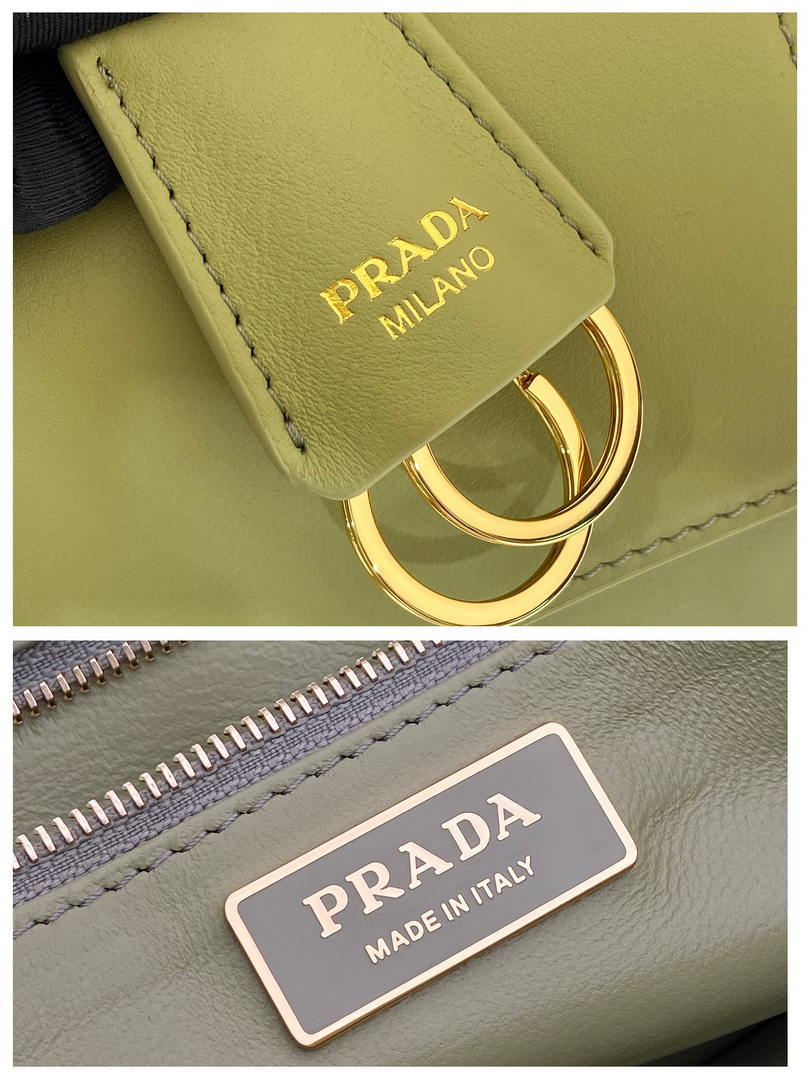 Prada Soft Sound medium leather shoulder bag 1BN023 Pistachio Green