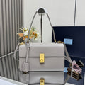 Prada Soft Sound medium leather shoulder bag 1BN023 Light Gray