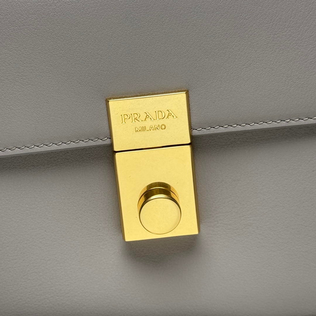 Prada Soft Sound medium leather shoulder bag 1BN023 Light Gray