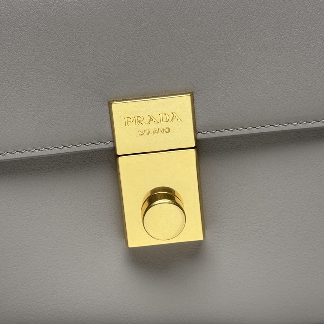 Prada Soft Sound medium leather shoulder bag 1BN023 Light Gray