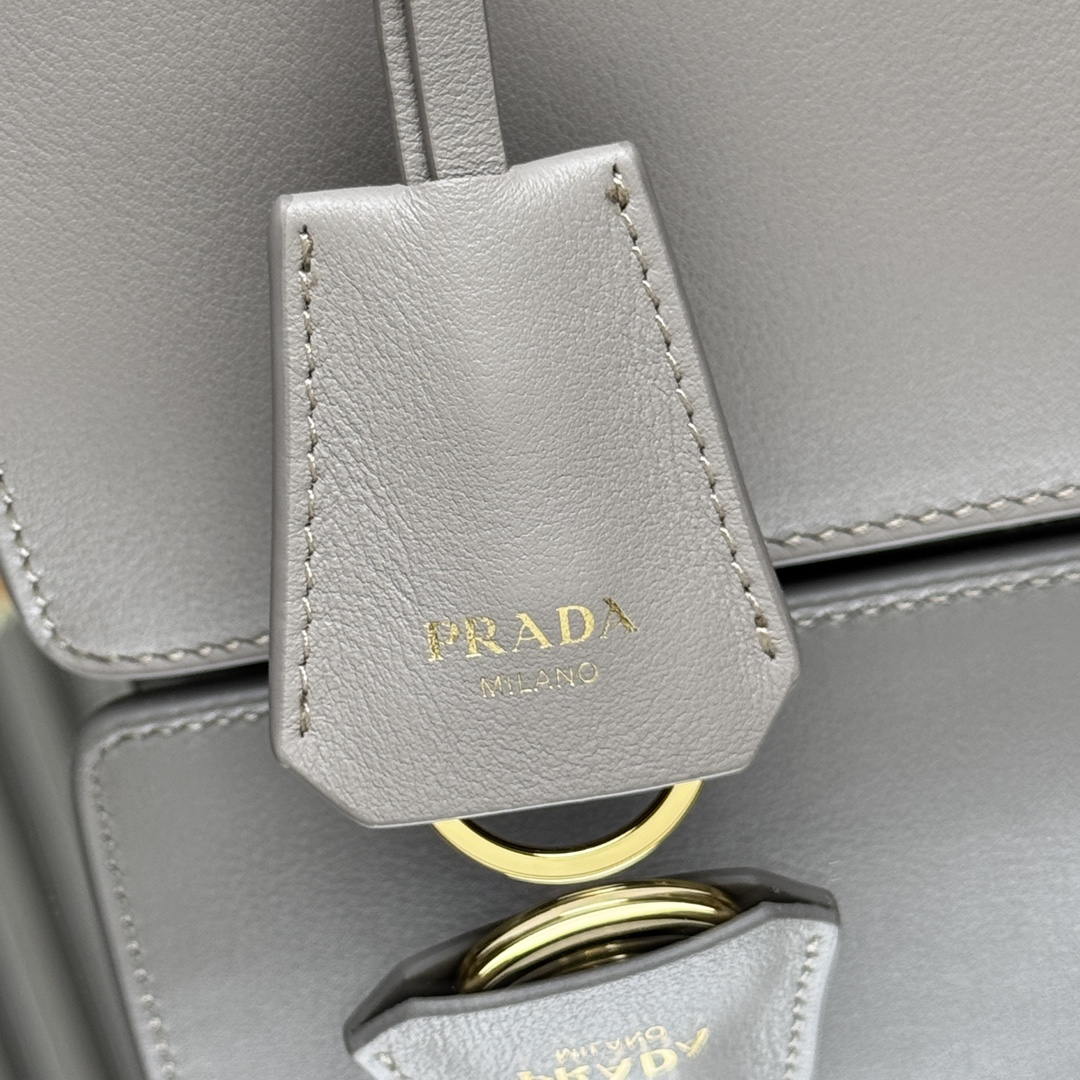 Prada Soft Sound medium leather shoulder bag 1BN023 Light Gray