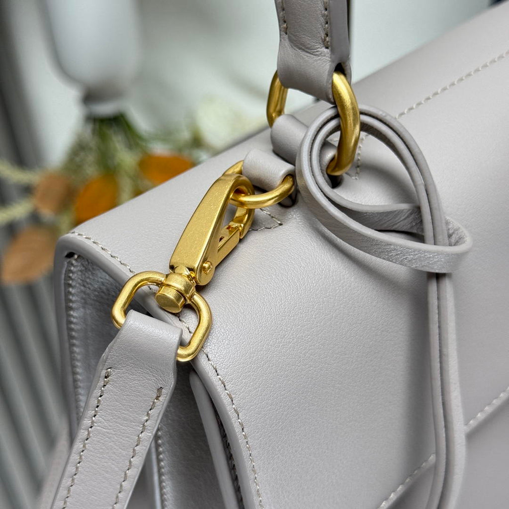 Prada Soft Sound medium leather shoulder bag 1BN023 Light Gray