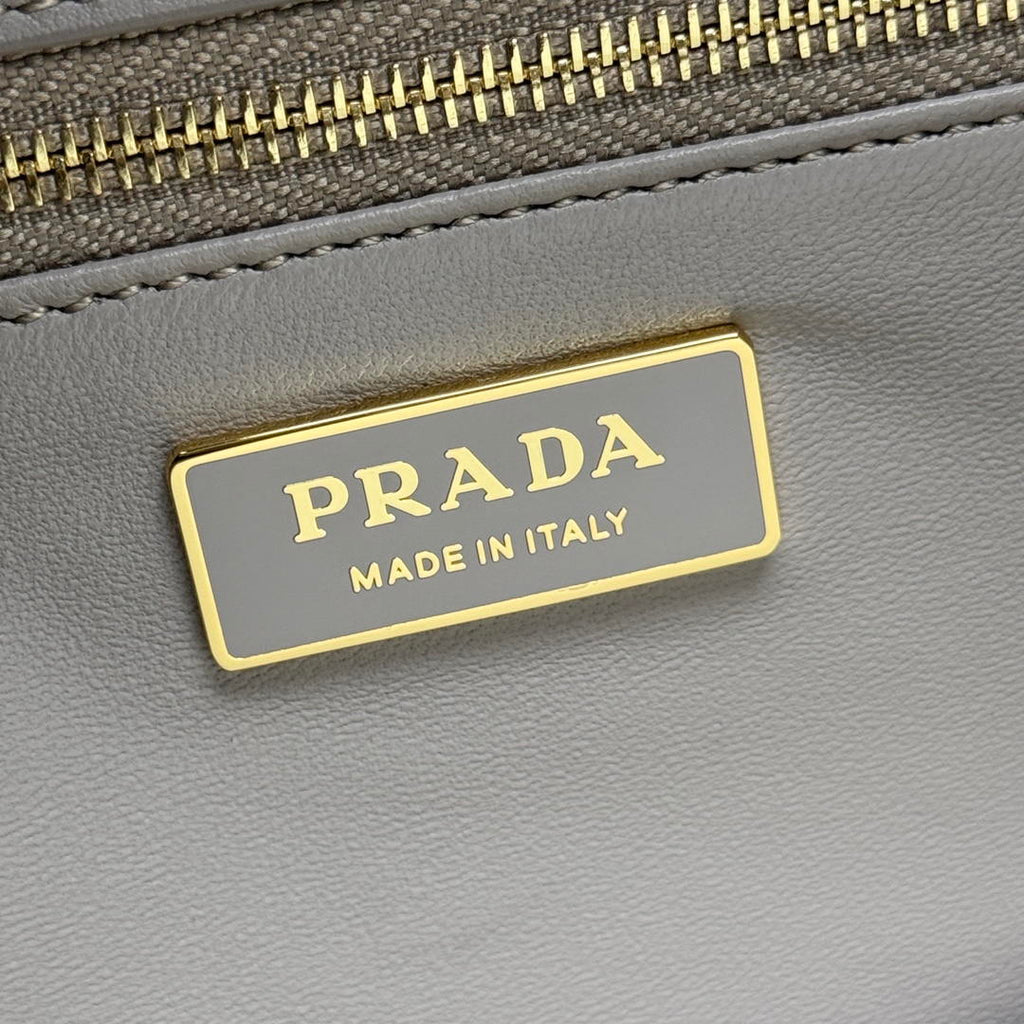 Prada Soft Sound medium leather shoulder bag 1BN023 Light Gray