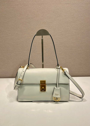 Prada Soft Sound medium leather shoulder bag 1BN023 White - Default Title - View 1