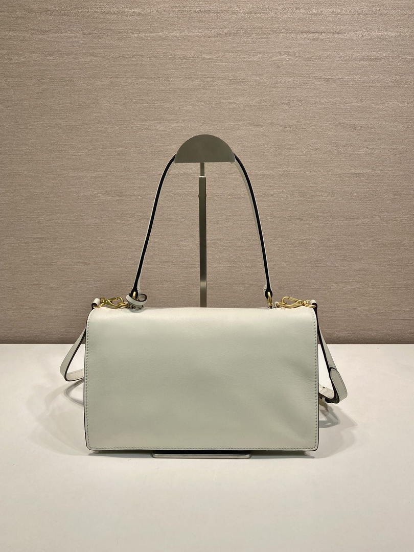 Prada Soft Sound medium leather shoulder bag 1BN023 White