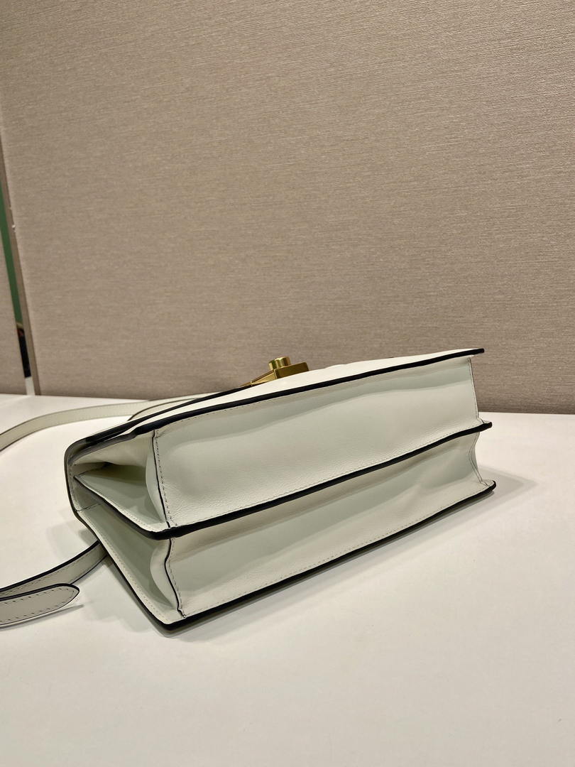 Prada Soft Sound medium leather shoulder bag 1BN023 White