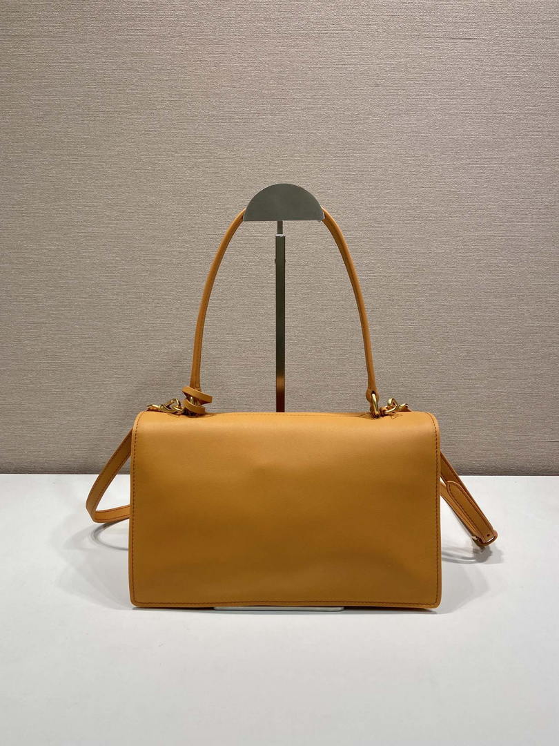 Prada Soft Sound medium leather shoulder bag 1BN023 Caramel