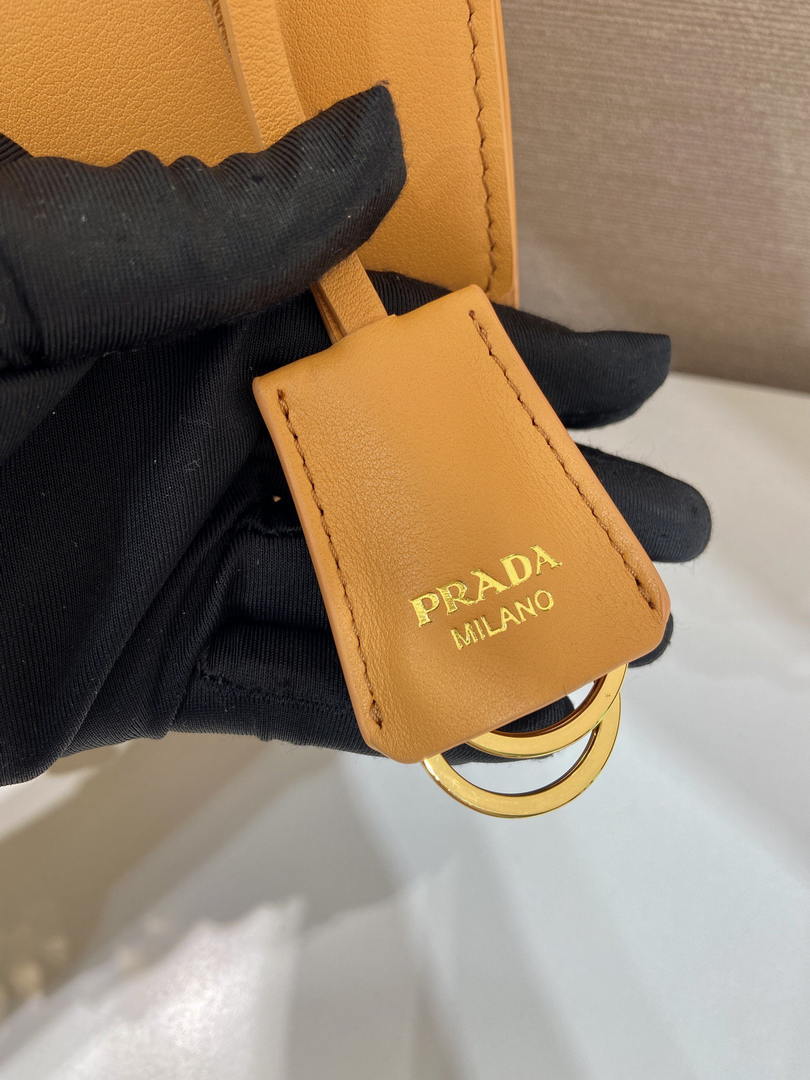 Prada Soft Sound medium leather shoulder bag 1BN023 Caramel