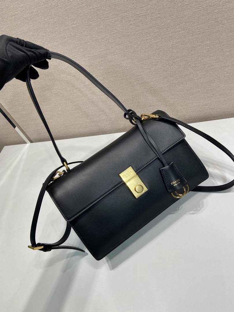 Prada Soft Sound medium leather shoulder bag 1BN023 Black