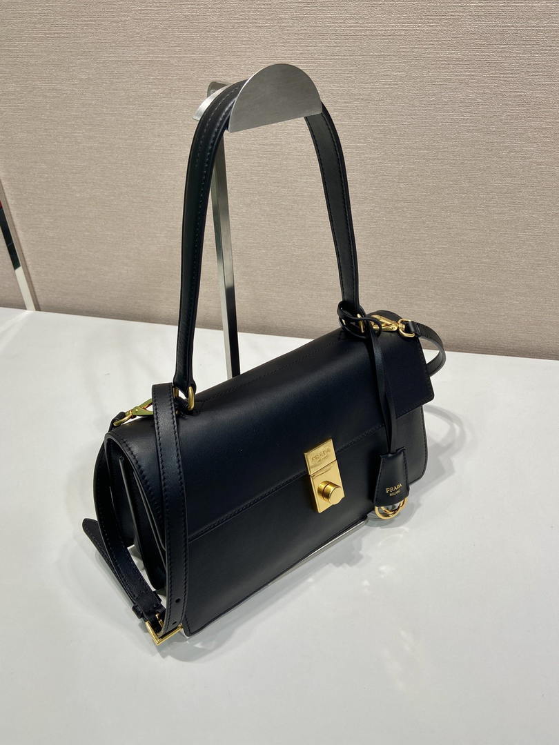 Prada Soft Sound medium leather shoulder bag 1BN023 Black