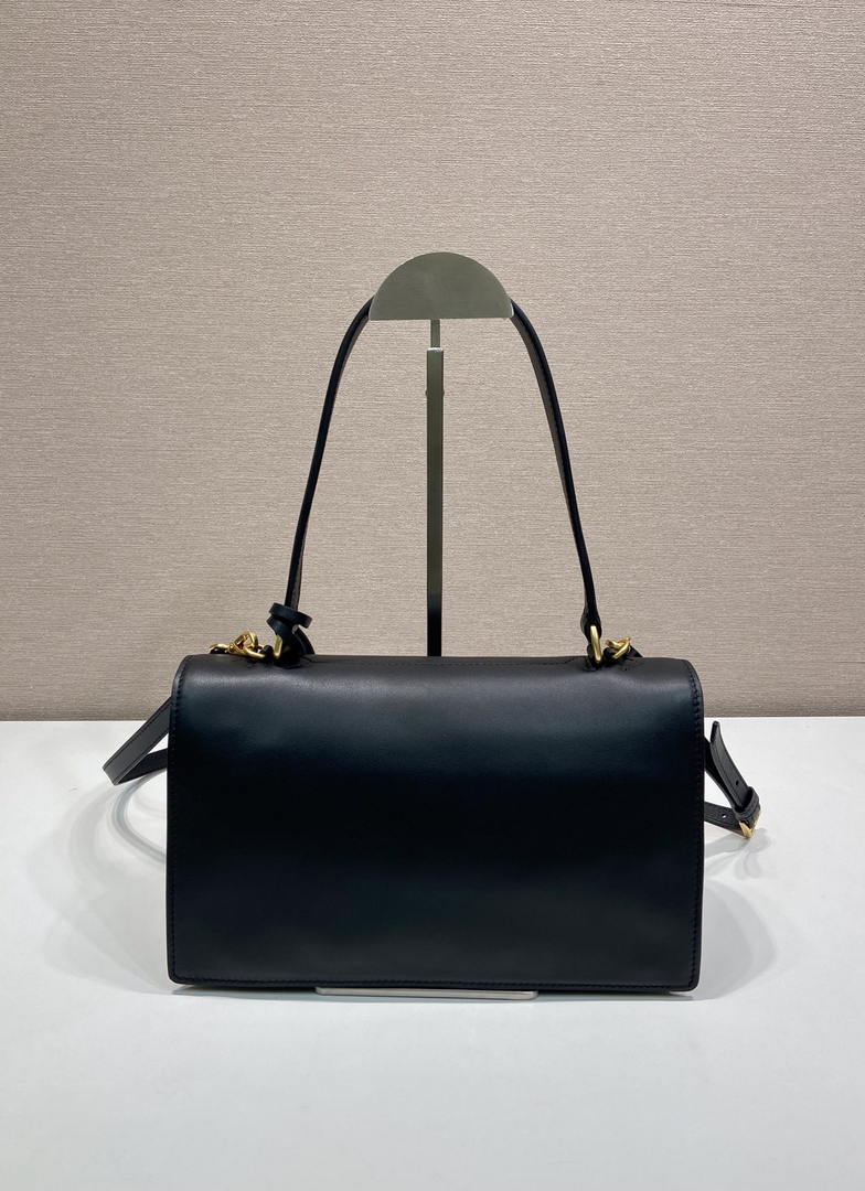 Prada Soft Sound medium leather shoulder bag 1BN023 Black